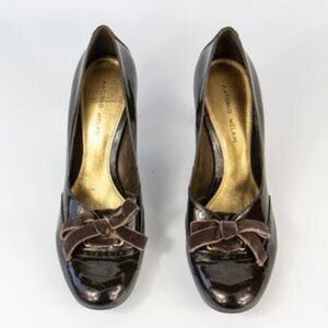 ANTONIO Melani Patent Leather steampunk velvet ribbon‎ laced heels size 11